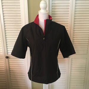 Dryjoys by Footjoy Women’s Black Short Sleeve Golf Rain 3/4 zip Jacket Top